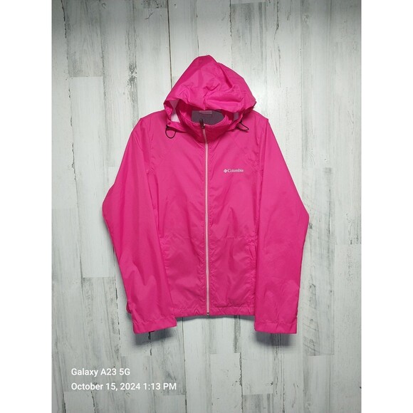 Columbia Jacket Womens Small Pink Full Zip Hooded Lightweight - Picture 1 of 8